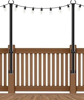 2 Pack 5 Ft Hangingfor String Light Poles with Fixing Clips and Suspended Base,Freestanding Outdoor Light Poles for Deck Bistro