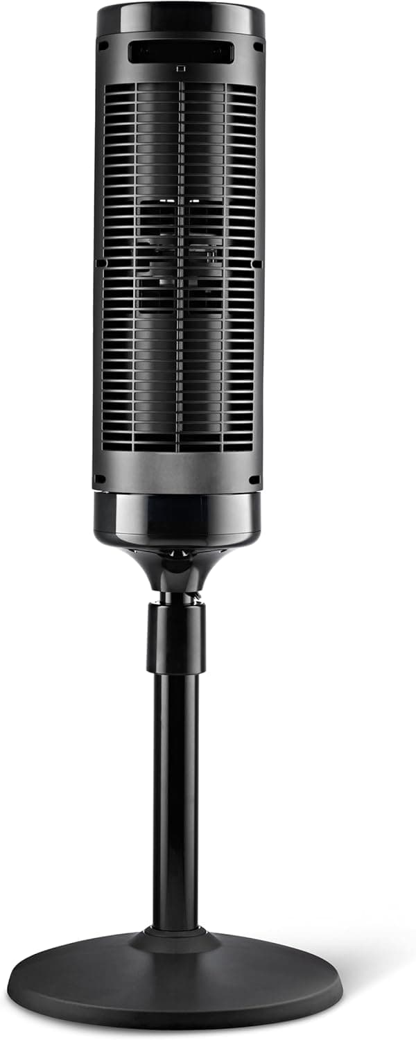 LASKO Elevation 42”-54” Adjustable Height Pedestal Tower Fans for Home, 31 ft/s Airflow, Quiet 28 dB on Low, 90° Oscillation, 12 Hour Timer, Remote Control, Black, EST100