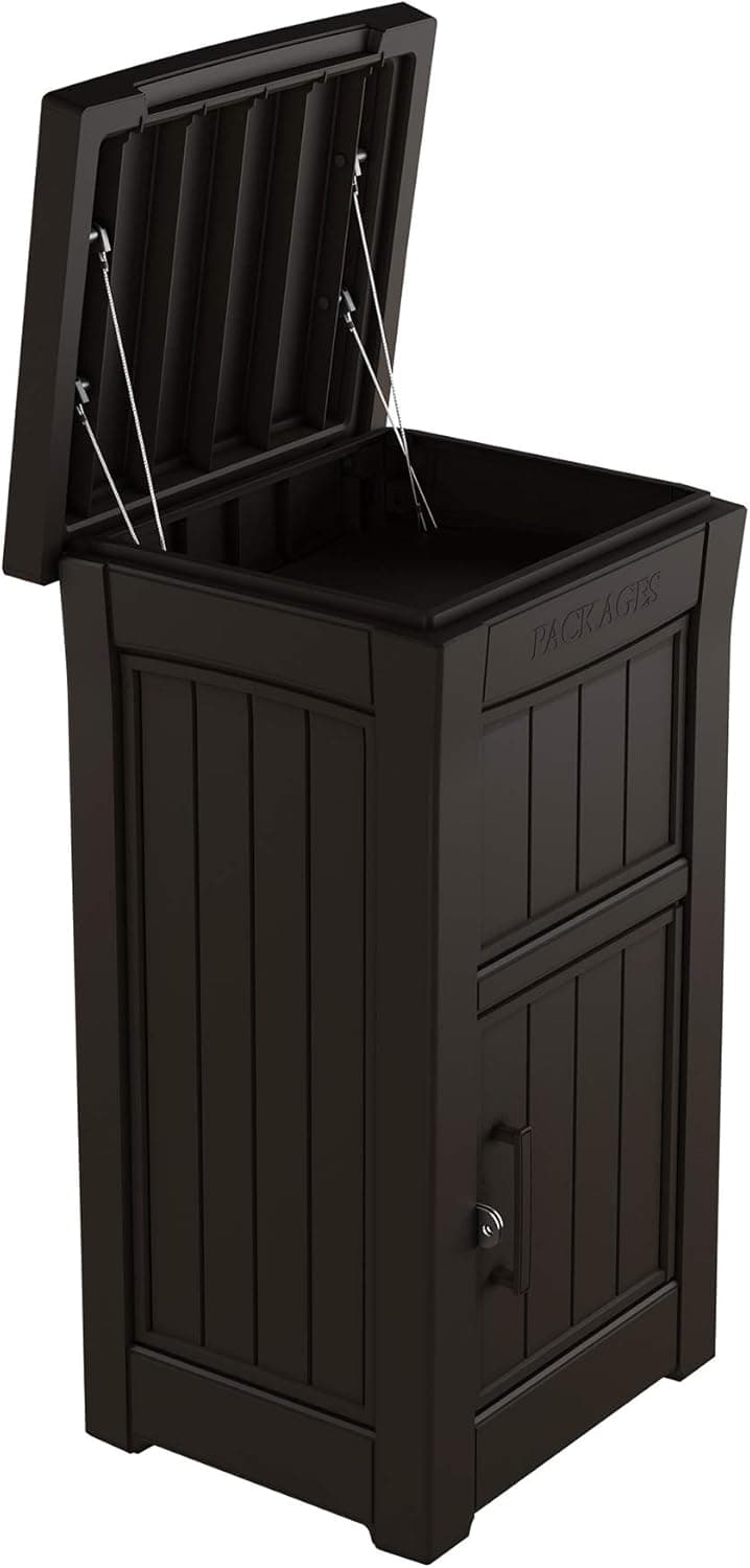 Keter Delivery Box for Porch with Lockable Secure Storage Compartment to Keep Packages Safe, One Size, Brown