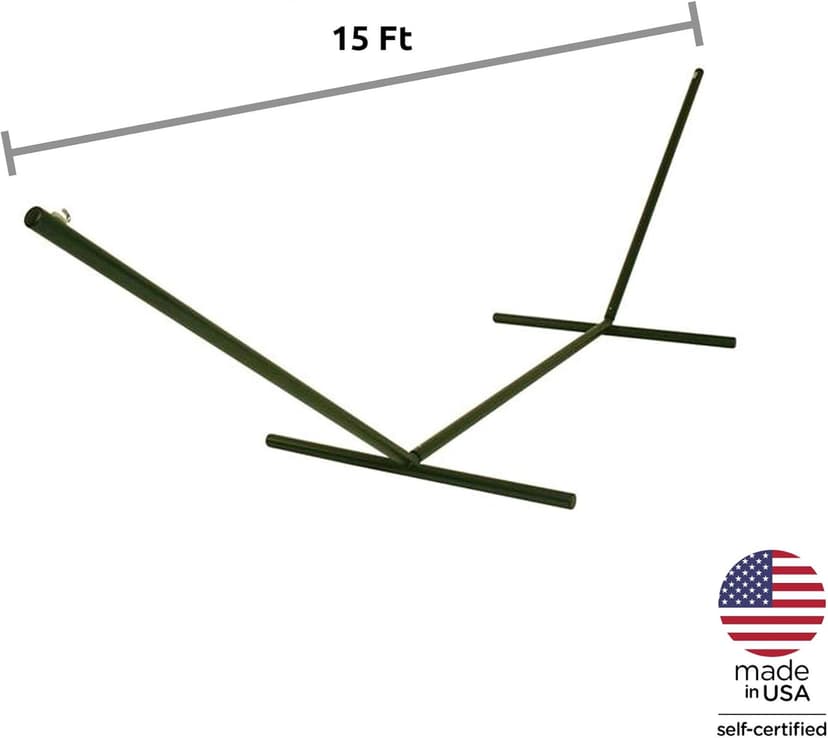 Hatteras Hammocks 15 ft. Tri-Beam Steel Hammock Stand with Right Connection Design and Cape Shield Powder Coating, 600 LB Weight Capacity, Handcrafted in The USA - Green