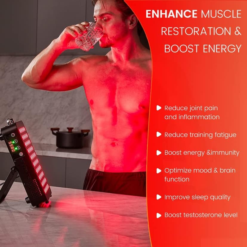 Bestqool Red Light Therapy, Dual Chip Clinical Grade LED Device with Near-Infrared Light 660nm 850nm High Power Panel, Ideal for Body, Face, Recovery, Improve Sleep, Skin Health, 105W (Black 60)