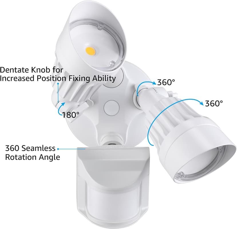 LEONLITE COB LED Security Light, Motion Sensor Flood Lights Outdoor, Aluminum, 3 Modes Motion Detector+Dusk to Dawn+Switch Control, 100-277V, Adjustable 2-Head, IP65, 5000K Daylight, ETL, White