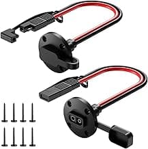 SAE Connector Power Socket Sidewall Port, 12AWG Cable Weatherproof Cable Quick Connect Panel Mount Universal Flush Mount Adapter for Solar Generator Battery Charger (2 Pack)