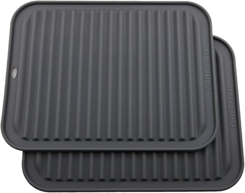 Trivets for Hot Dishes, Trivet Hot Pads for Kitchen, Silicone Trivets for Pots and Pans, Heat Resistant Mat for Tabletops, Silicone Trivet Mat for Countertops, Rectangular Dish Mat, Color Dark Gray