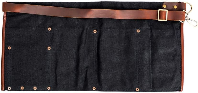 Luchuan Waterproof Waxed Canvas Tool Apron With the Adjustable Genuine Leather Belt (Black)
