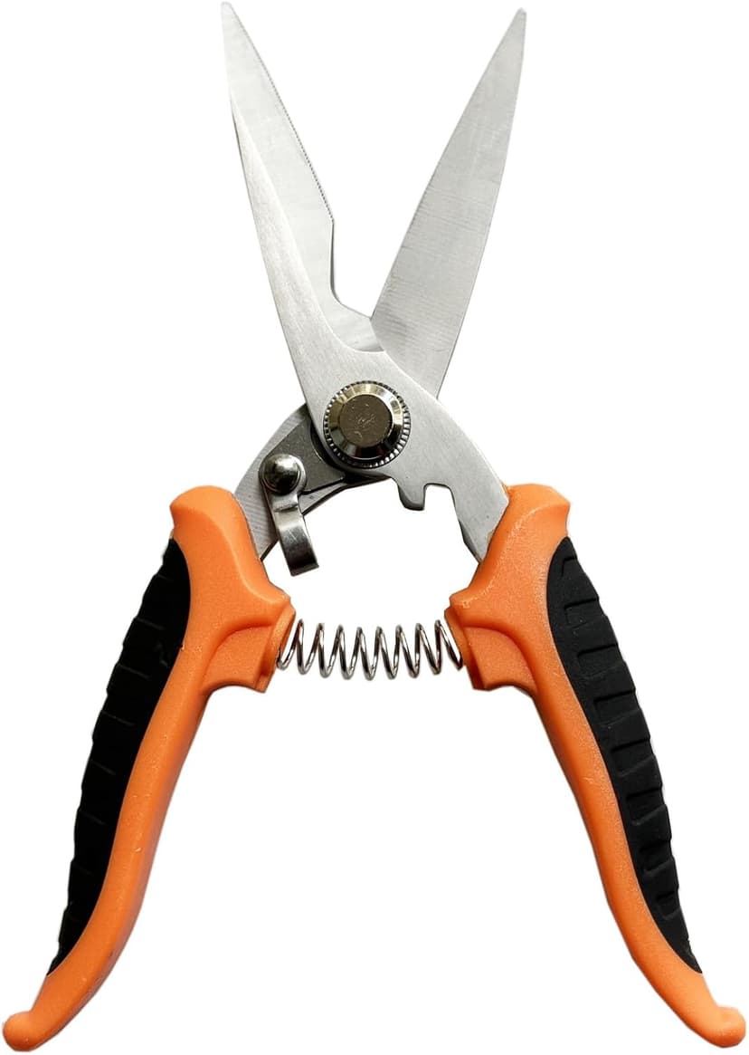 Tin Snips, Floral Cutters, 8 Inch, Curve-Blade, 4.0mm Thick, 2Cr13 Stainless Steel, Effort-saving Spring, Safety Lock, Non-slip Handle (1)