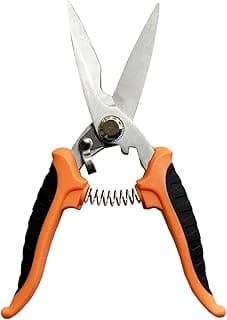 Tin Snips, Floral Cutters, 8 Inch, Curve-Blade, 4.0mm Thick, 2Cr13 Stainless Steel, Effort-saving Spring, Safety Lock, Non-slip Handle (1)