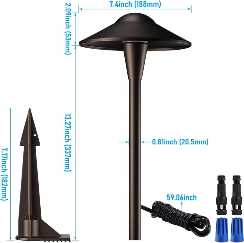 LEONLITE 5CCT Low Voltage Pathway Lights, LED Landscape Path Lights, 1800/2700/3000/4000/5000K, Saucer Head, 12-24V AC/DC, IP65 Outdoor Walkway Light, Oil Rubbed Bronze Aluminum, Pack of 6