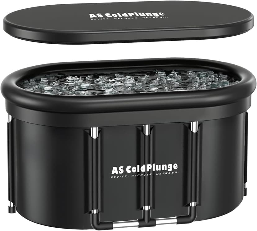 XXL Oval Ice Bath Tub for Cold Plunge, Portable Ice Pod with Lid, 148Gal Inflatable Ice Plunge Tub with 2 Drain Valves for Chiller Connection, Cold Therapy Recovery, Indoor Outdoor Use