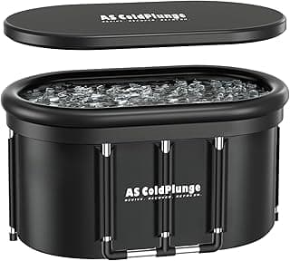 XXL Oval Ice Bath Tub for Cold Plunge, Portable Ice Pod with Lid, 148Gal Inflatable Ice Plunge Tub with 2 Drain Valves for Chiller Connection, Cold Therapy Recovery, Indoor Outdoor Use