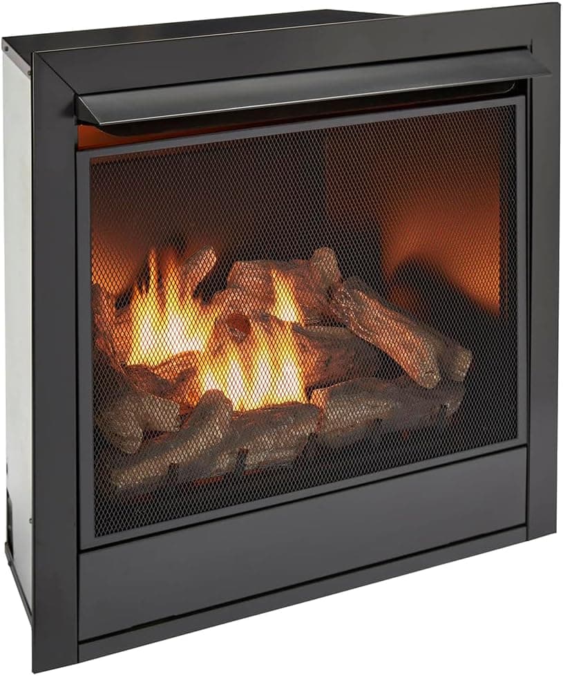 Duluth Forge Dual Fuel Ventless Gas Fireplace Insert, Remote Control, 9 Fire Logs, Use with Natural Gas or Liquid Propane, 32000 BTU, Heats up to 1500 Sq. Ft., Black