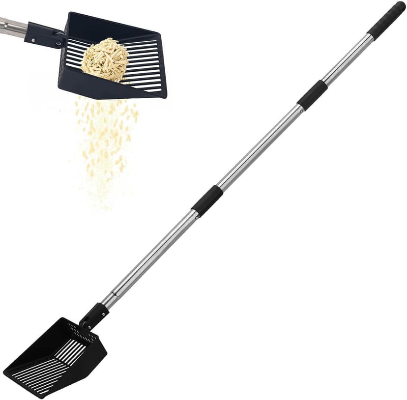 KeFanta Cat Litter Scoop, 41in Metal Kitty Poop Scooper, Heavy Duty Stainless Steel Sifting Shovel with Long Handle for Chicken Coop