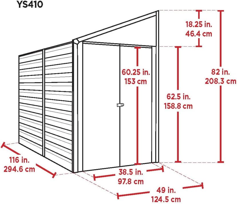 Arrow Yardsaver 4' x 10' Galvanized Steel Outdoor Storage Shed with Sloped Roof and Double-Door Entry, UV-Resistant Steel Floorless Compact Storage Shed, Charcoal