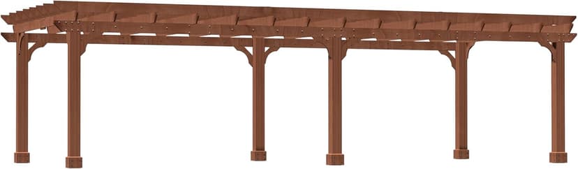 VEIKOU 12x20 FT Cedar Wood Pergola Kit with Snow Wind Support, Slatted for Patio, Backyard, Garden