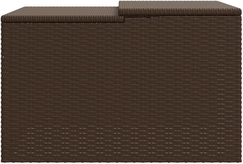vidaXL Robot Mower Garage - Brown Poly Rattan, Weather-Resistant Storage Shed, 33.9"x35.4"x20.5"/22.4" for Garden Robotic Lawn Mower