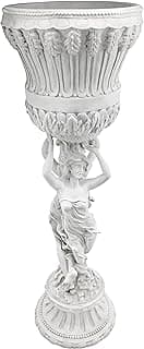 Design Toscano Les Filles Joyeuses Dancing Maidens Pedestal Column Plant Stand with Urn, 36 Inch Tall, Cast Stone Resin, Antique Stone Finish