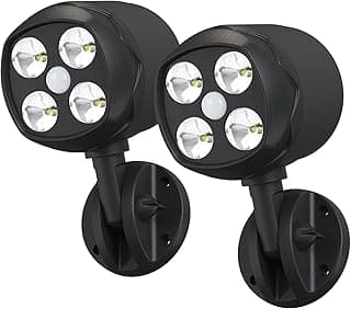 Motion Sensor Outdoor Lights, Battery Operated Outdoor Lights, 600LM Motion Detector Lights for Outside, 6000K LED Security Light Battery Powered Spotlight for House Wall, Black(2 Pack)