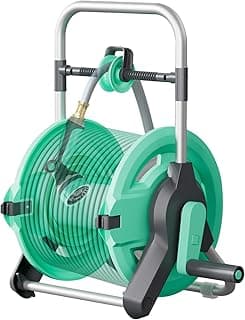 Portable Garden Hose Reel Cart, Hold Up to 50-75 Ft Hose, Wall Mounted Water Hose Reel, Mobile Garden Hose Holder Tools With Built-In Guide, for Outside Car Washing, Watering