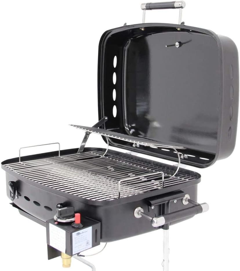 Flame King - YSNHT500 RV Or Trailer Mounted BBQ - Motorhome Gas Grill - 214 Sq Inch Cooking Surface - Adjustable Flame Controller, Black