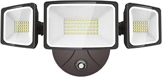 Onforu 60W LED Dusk to Dawn Outdoor Lighting, 6000LM Exterior Flood Light, IP65 Waterproof Outdoor 3 Adjustable Heads Photocell Security Lights Fixture, 6500K Floodlights for Garage, Patio, Yard