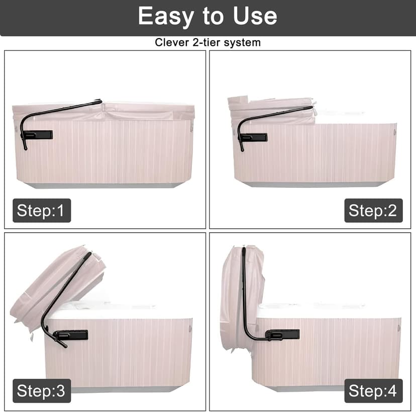 Spa Cover Lifts - Pivot Top Mount Spa & Hot Tub Cover Lift Removal System Reinforced Brackets with 3 Hook Towel Rack Fits Most Spas & Hot Tubs