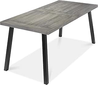 Best Choice Products 6-Person Indoor Outdoor Acacia Wood Dining Table, Picnic Table w/Powder-Coated Steel, 350 Pound Capacity Legs - Weathered Gray