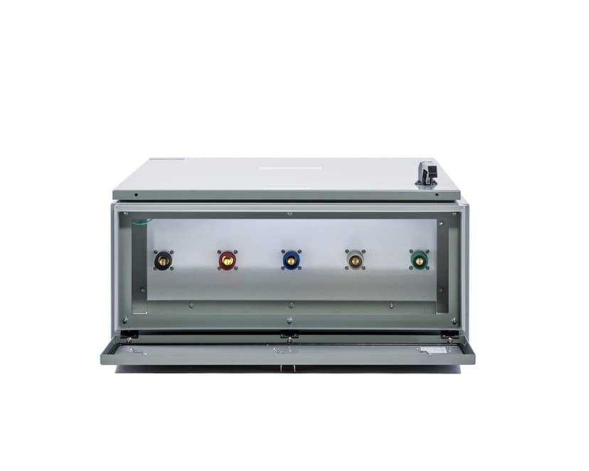 Compact Generator Docking Station, 800 Amp, 120/208 Volts -3 Phase 3 Wire, NEMA 4/12 CAM Lock Input, Series 16 CAM connectors, Color Code BLK/RED/BLU/WHT/GRN, Portable Power Solution