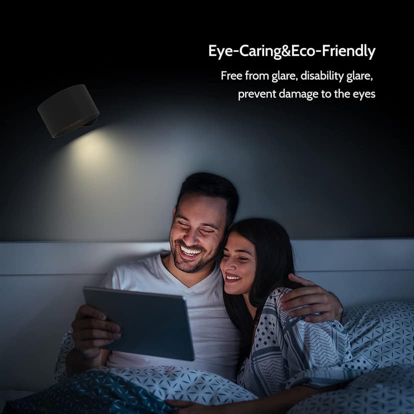 Koopala LED Reading Lights, Wall Mounted Sconces with 3 Color Temperatures & 3 Brightness Levels Rechargeable Battery Magnetic Ball 360°Rotation Touch Control, Lamps for Kids Study Bedside Closet