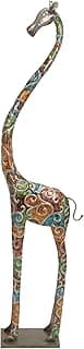 Deco 79 Metal Giraffe Decorative Sculpture Indoor Outdoor Tall Home Decor Statue with Detailed Embossed Scrollwork, Accent Figurine 17" x 7" x 73", Multi Colored