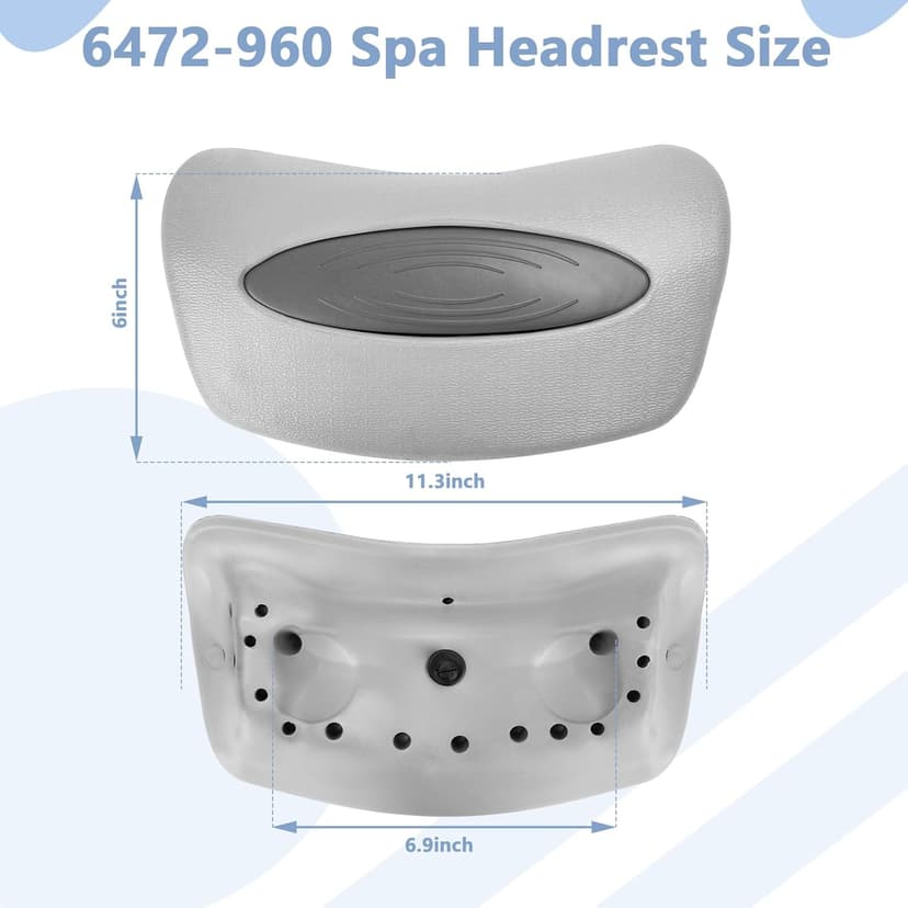 6472-960 Spa Headrest Replacement for Sundance 850 and 880 Series (2001-2008) Spa Pillow Hot Tub Head Rest Pads (4 Pack)