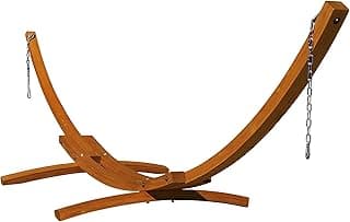 Lazy Daze Hammocks 12 FT Outdoor Arc Wood Hammock Stand, 2 Person Russian Pine Hardwood Hammock Stand with Carabiners and Chains, for Outdoor Patio Garden Yard Poolside, 450lb Capacity,Brown