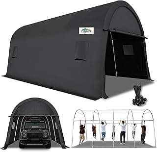 COBIZI Carport 12x20 FT Heavy Duty, Portable Garage, Carport Canopy with All-Steel Metal Frame & Vents, Round Style Outdoor Storage Shed for Car, Truck, Boat, Patio Furniture Anti-Snow Waterproof