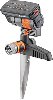 Gardena (18709-81) Up to 2300 sq ft - ZoomMaxx Adjustable Oscillating Sprinkler on Metal Step Spike for Watering Large Area Lawn, Yard and Garden. Quick Connect Included for Ease of Connection.