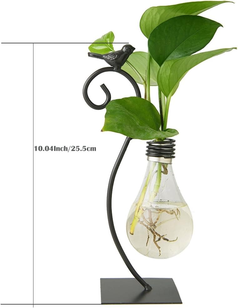 Marbrasse Desktop Glass Planter Hydroponics Vase,Planter Bulb Vase with Holder for Home Decoration,Modern Creative Bird Plant Terrarium Stand, for Plant Terrarium