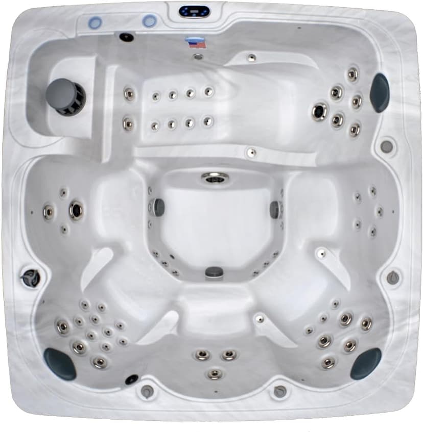 Home & Garden HG90 6-Person Hot Tub with 90 Therapy Jets and Bluetooth Audio – Sterling or White Acrylic Interior and Mocha Exterior Cabinet - Ideal for Backyard Relaxation and Hydrotherapy