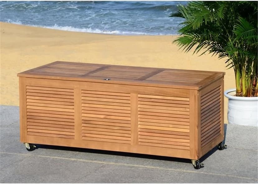 Safavieh PAT7038A Outdoor Collection Elina Teak 47.2" Cushion Deck Box