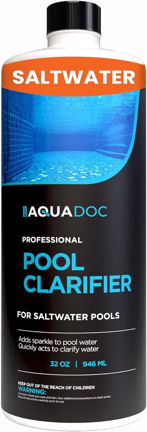 Pool Clarifier for Saltwater Pools - Pool Water Clarifier to Support Water Clarity in Inground and Above Ground Pools - Made in USA - AquaDoc - 32oz