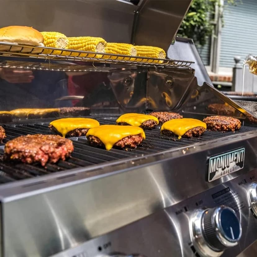 Monument Grills Larger 4-Burner Propane Gas Grills Stainless Steel with Rotisserie Kit(2 Items)