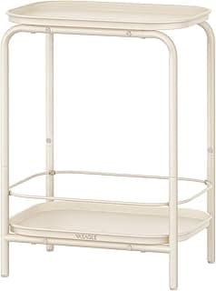 VASAGLE 2-Tier Outdoor Table, Small Side End Table with Tray Storage, Bedside Nightstand for Living Room, Bedroom, Modern Style, Cream White ULET243W01