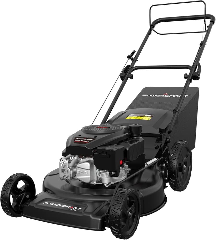 PowerSmart Self Propelled Gas Lawn Mower, 22 in. with 170cc OHV Engine, 3-in-1 Rear-Wheel-Drive High Wheels, Black