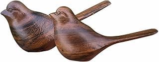 Handicraftviet Small Wooden Bird Statues Home Decor - Decorative Sculpture for Living Room, Bedroom, Bookshelves, and Office, Size 4.3IN x 2 x 2.6IN. Black Wood Birds 2 pcs (Set 1)