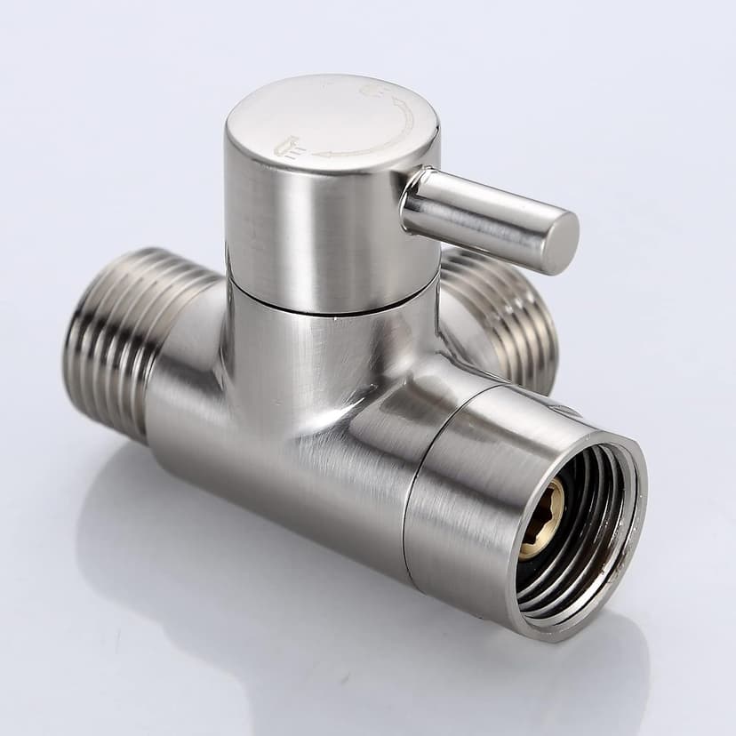 Little World Shower Arm Diverter Valve - 3 Way Shower Diverter Valve, G1/2 Solid Brass Fixed Spray System Diverter for Universal Hand Held Showerhead (Brushed Nickel)
