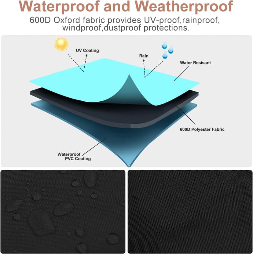 Vailge Patio Heater Covers with Zipper and Storage Bag,Heavy Duty 600D Oxford Waterproof Outdoor Heater Cover Wind-Resistant Dustproof UV-Resistant,Black,89'' Height x 33" Dome x 19" Base