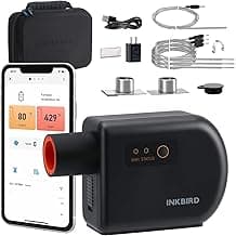 Wi-Fi & Bluetooth BBQ Smoker Temperature Controller with Automatic Smoker Fan, INKBIRD ISC-027BW Grill Thermometer with 4 Probes for Big Green Egg, Kamado Joe, Primo, Vision Grill, Akorn Kamado, Weber