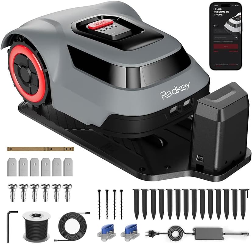 MGC1000 Robot Lawn Mower with 590ft Boundary Wire for 0.25 Acre (1/4 Acre), 45% Climbing Automatic Robotic Lawn Mower, Auto Mapping & Recharge, Precise Location & Breakpoint Detection, IPX6 Waterproof