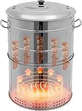 Smokeless Charcoal Hanging Grill,Stainless Steel Surround Charcoal Kebab Grill with 50 Skewers,Portable Smokeless Barbecue Barrel for Picnics,Camping,Traveling, Parties, Beaches,Gardens and More BBQ