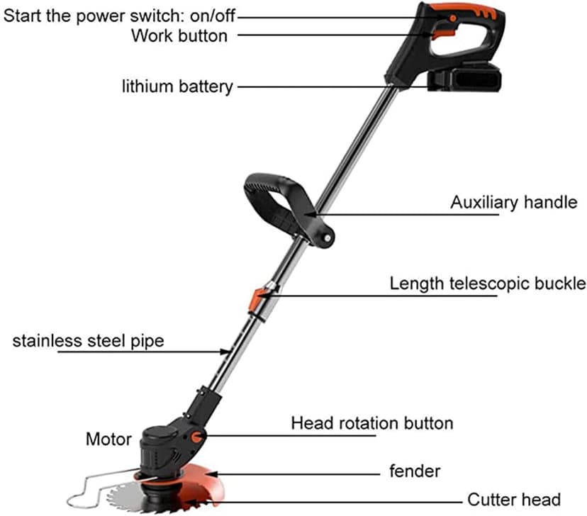 Cordless Lawn Mower with Battery and Charger,21V Lawn Trimmer Grass Edger with Two 2.0Ah Li-Ion Battery Powered & 3 Cutting Blade Types, Compact Power Tool for Lawn Yard Work, Black