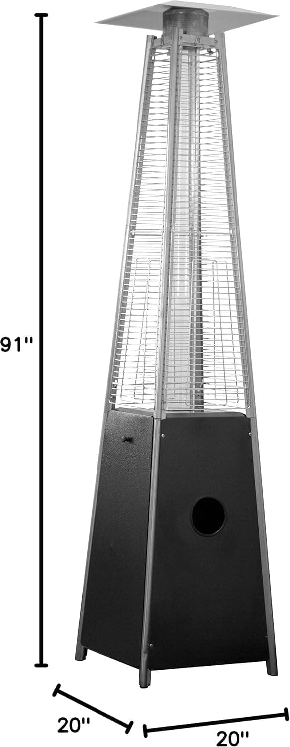 Resort Model 49,000 BTU Natural Gas Glass-Tube Flame Patio Heater in Rich-Mocha Matte Finish with Mobility Wheels and Protective Cover