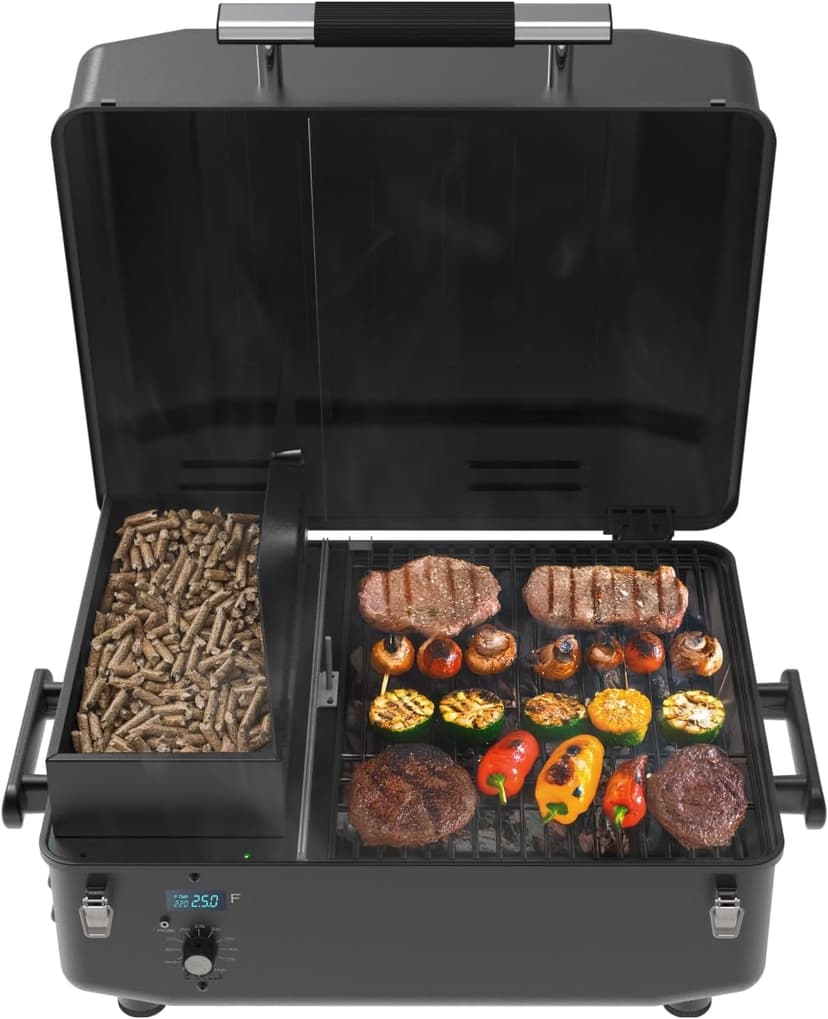 Z GRILLS 200A Portable Wood Pellet Grill & Smoker, Tabletop Wood Pellet Smoker with PID V2.0 Controller, Meat Probes, 202 sq.in Cooking Area, Fit for RVs, Road Trips & Apartments