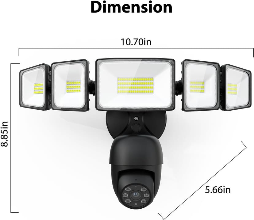iMaihom Floodlight Camera Outdoor, 2K QHD Smart Home Security Cam with Motion-Activated, 5500LM Brightness 5 Heads Light, 360° Pan & Tilt, 2-Way Audio, Cloud/SD Storage, Color Night Vision